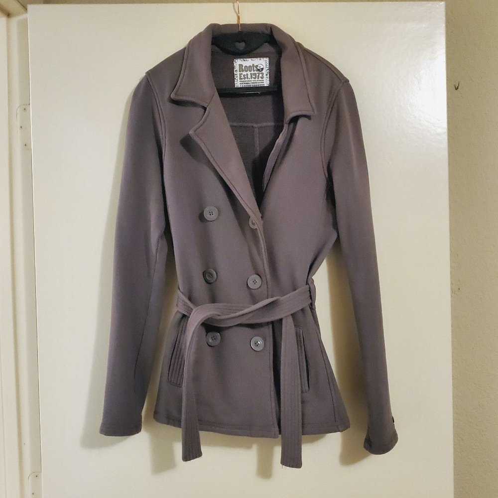 Roots Canada Double-Breasted Cotton Jacket in Gray/Taupe